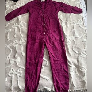 100% Linen Long-Sleeve Jumpsuit